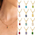 18K Gold Plated Square Pendant Zircon December Birthstone Fashion Style Stainless Steel Color for Party Birthday Gift Charms
