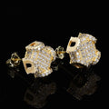 VEROMCA Hip Hop Style Iced Out Diamond Earring Studs Silver Needle Micro Pave Shiny Zircon Gold Plated Brass Women's Jewelry