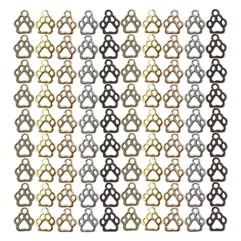 Alloy Paw Print Charms Beads Animal Footprint Pendant for Children Cat and Dog Paw Charms for Jewelry Finding
