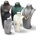 Wholesale PU Leather Necklace Bust Display Rack Neck Shape Jewelry Chain Organizer Mannequin Model Display Stand Holder