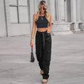 Fashion Casual Cargo Pants for Women New Formal Pants Wide Leg Design High Waisted Trousers With Pocket