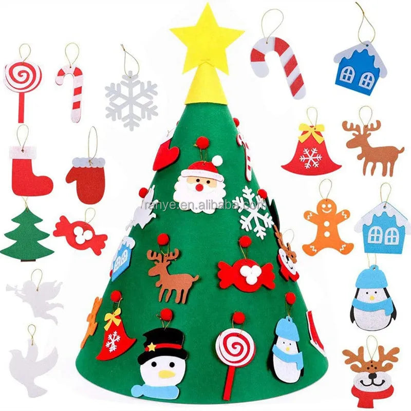 3D Felt Christmas Tree DIY Xmas Tree for Kids Gifts for New Year Home Door Wall Decorations
