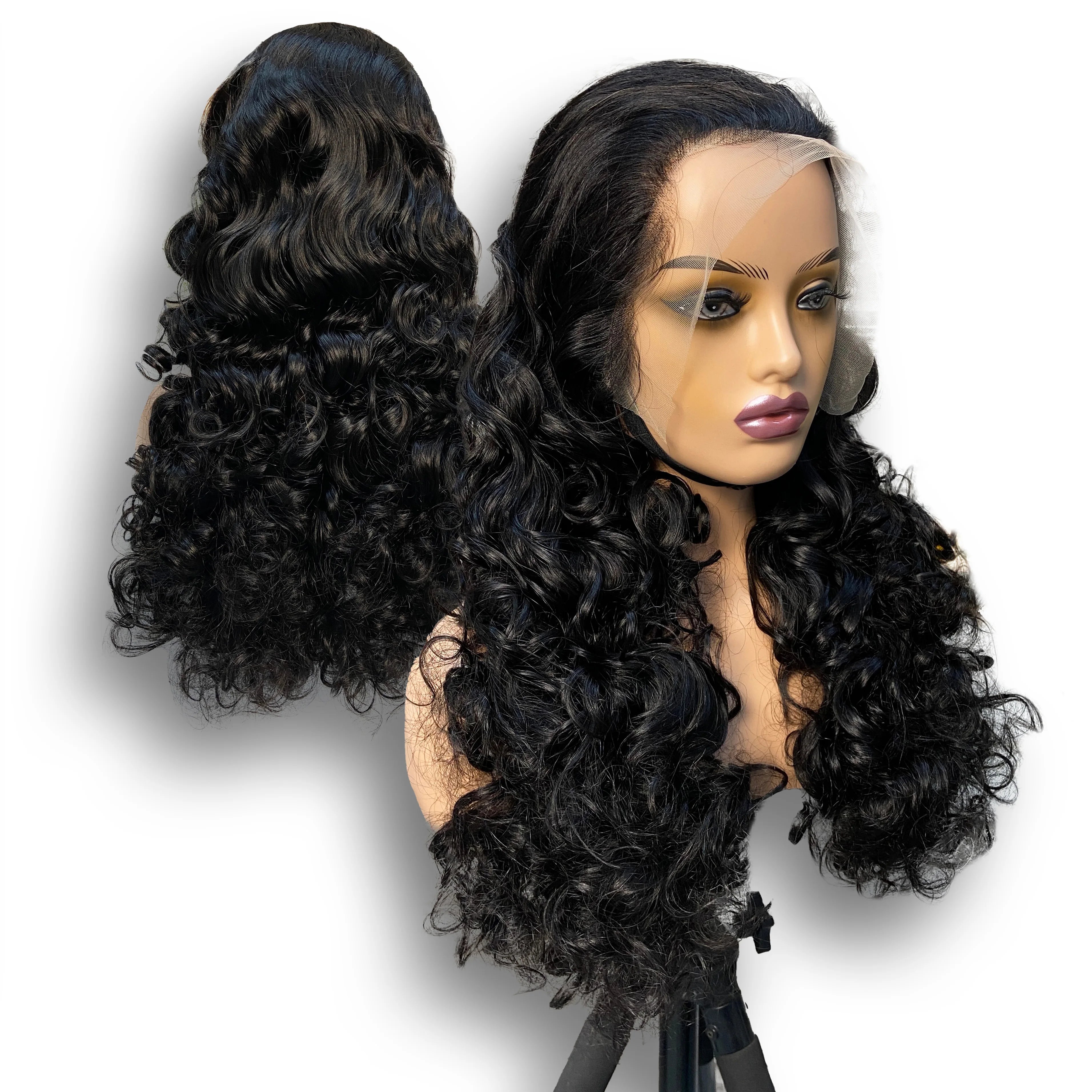 Bouncy Loose Wave 13x4 Transparent Lace Frontal Wig Indian Remy Hair 100% Human Hair Wigs Fumi Loose for Black Women