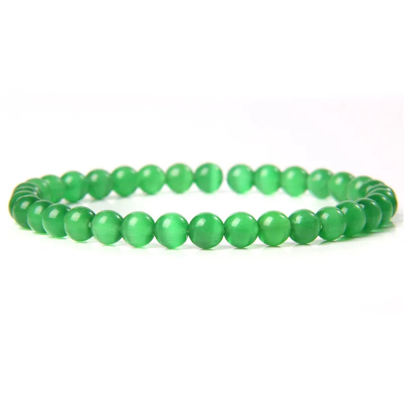 Wholesale Handmade Semi Gem Round Bead Bracelet 6mm Natural Stone Agate Elastic Bracelet