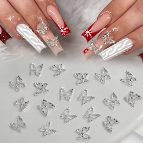 Hot Sale Butterfly 3D Glass Nail Art Charms 20pcs Bag DIY Luxury Accessories with Bling Bling Rhinestone