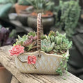 Flower Basket Rattan Woven Portable Hanging Succulent Pot