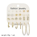 9 Pairs/Set Unicorn Crystal Simulated Pearl Stud Earrings For Women Vintage Boho Heart Earring Set