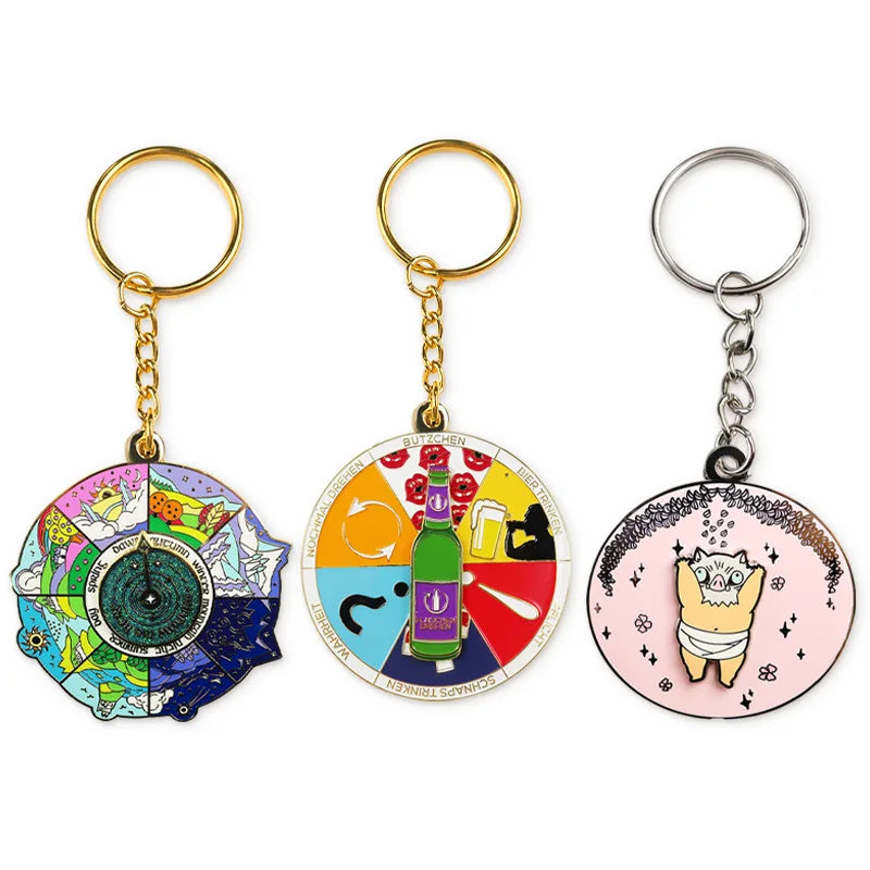 Wholesale Key Chain Custom logo Personalized Metal Enamel Keychain Spinning Key Ring with logo