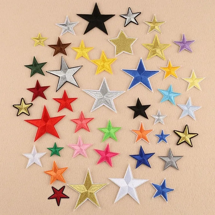 Wholesale Garment Accessories Cloth Stickers Decorative Iron on Embroidery Star Patches for Clothing