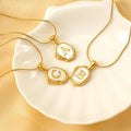 Trendy 18K Gold Plated Initial Letter A-Z Pendant Personalized Dainty Stainless Steel Name White Shell Necklace for Women