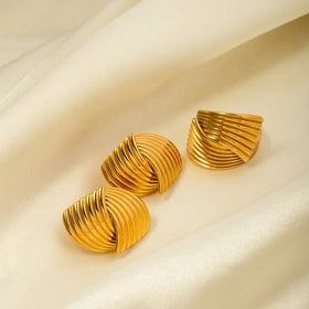 New Style Fashion Classic Texture Snake Design Layer 18K Gold Plated Plated Stainless Steel Earrings