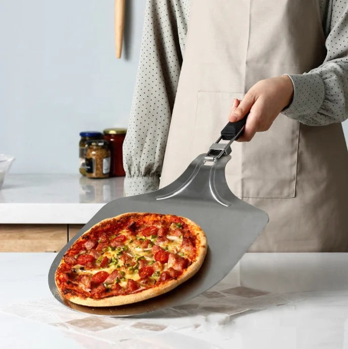 12-Inch Stainless Steel Folding Pizza Spatula Plastic Handle Commercial Grade Oven Use NaiXin Brand NX-KT195 Model Easy