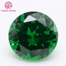 Best Green Synthetic Zirconia Gemstone Machine Cut Round Shape All Sizes 3mm-10mm Special Color Loose Cubic Zircon Gems Stones