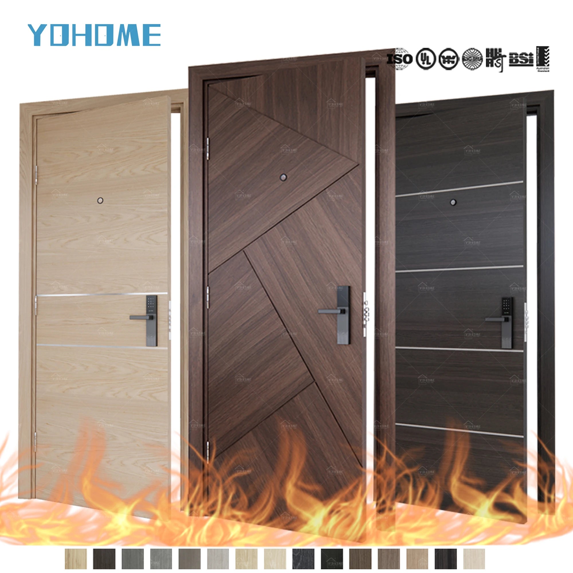 CE EN Certification EU Standard Fire Rated Timber Door Wooden Fire Proof Door Hotel Fire Rated Door
