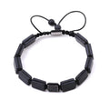 Adjustable Macrame Jewelry Bracelet for Men Women Fashion Wrap Natural Tiger Eye Onyx Stone Square Beads Micro Pave Cube Charm