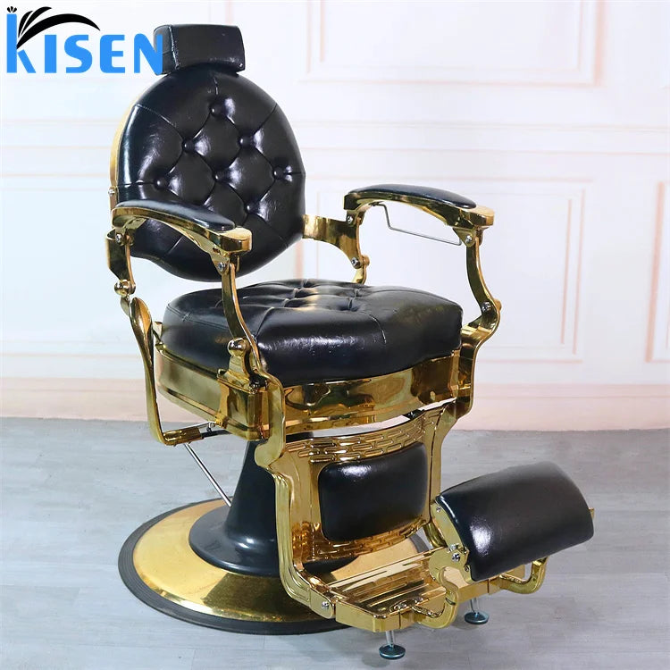 Kisen Wholesale Prsofesional Men All Black Barber Chair Frame Salon Hairdressing Barber Chairs for Adult