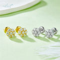 Silver 925 Original Total 1 Carat Brilliant Cut Diamond Test Past Micro D Color Moissanite Cute Blossom Stud Earrings for Women