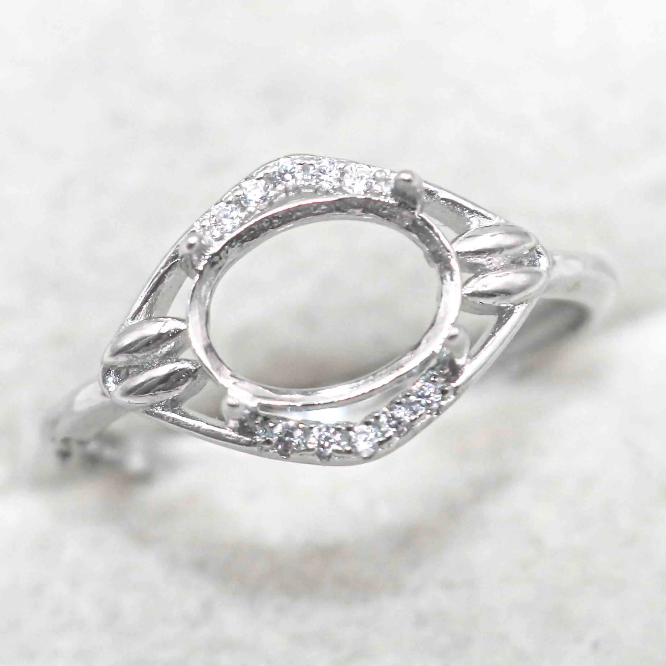 Sterling Silver 7*9mm Semi Mount Ring Frame Empty Blank Support Claw Setting S925 Base Holder Without Center Stone for DIY Inlay