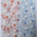 Two-Color Daisy Embroidered 100% Polyester Lightweight Breathable Organza Lace Tulle Fabric Dress for Girls Children's Clothing