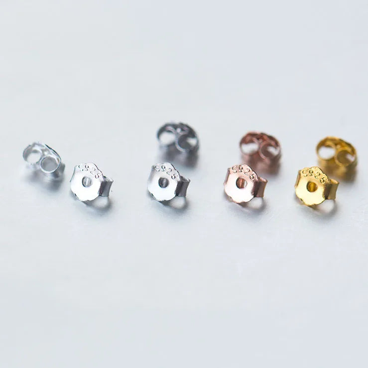 Hot Selling 925 Sterling Silver Gold Rose Gold Plating Earring Closure Stoppers Accessories Fittings Bowknot Ear Plug A0001