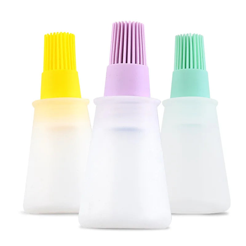 Grill Oil Brushes Liquid Oil Pastry Portable BBQ Silicone Oil Bottle with Brush