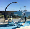 Modern Stainless Steel Two Circles Abstract Statue Fountain Metal Art Sculpture for Resort