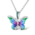Fashion Exquisite Colorful Enamel CZ Butterfly Necklace Luxury Sparkling Zircon Crystal Animal Women Clavicle Necklace
