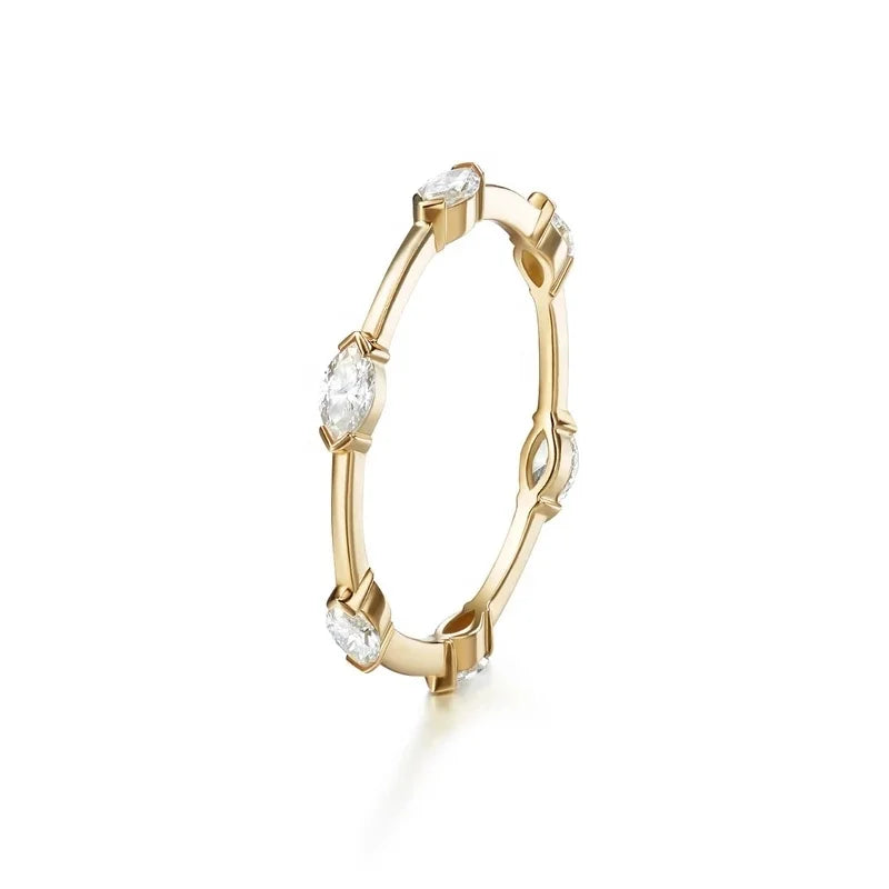 LOZRUNVE Wholesale 925 Sterling Silver 18k Gold Vermeil Eye CZ Engagement Band Eternity Ring