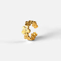 Perhiasan Cincin Flower Design Stainless Steel Ring Anillo De Oro 18k Gold Plated Opening Design Adjustable Ring