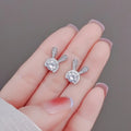 S925 Sterling Silver Earrings Cute Rabbit Ladies Earrings Temperament Simple Wedding 5mm Moissanite Gift for Women