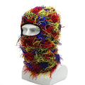 Custom Logo Full Face Cover One Hole Distressed Balaclava Winter Knit Hat Beanie Ski Mask Travel 100% Acrylic Soft Comfortable