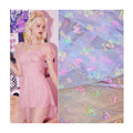 Popular Cartoon Butterfly Design Colorful Foil Print Tulle Mesh Fabric