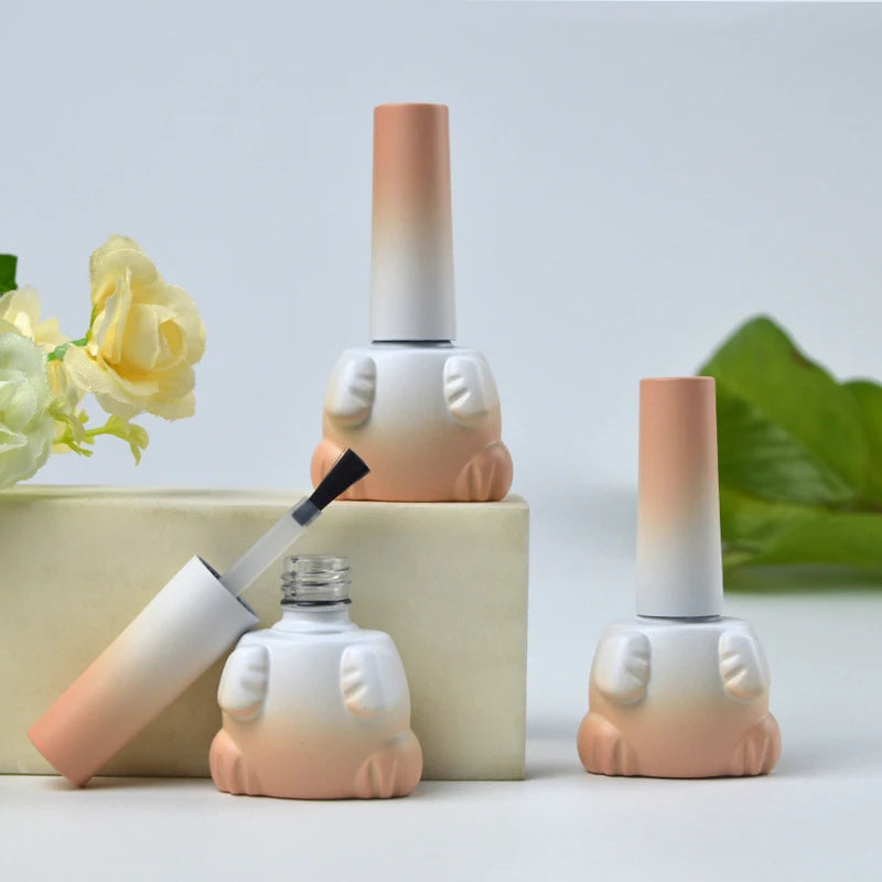 Luxury Empty Cute 8ml Unique Shape Clear Glass Nail Polish Bottle With Cap and Brush