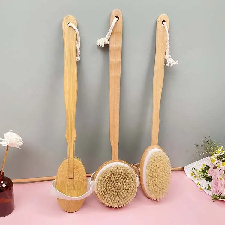 High Quality Detachable Long Handle Wooden Bath Body Brush Simple Style for Dry Body Brushing
