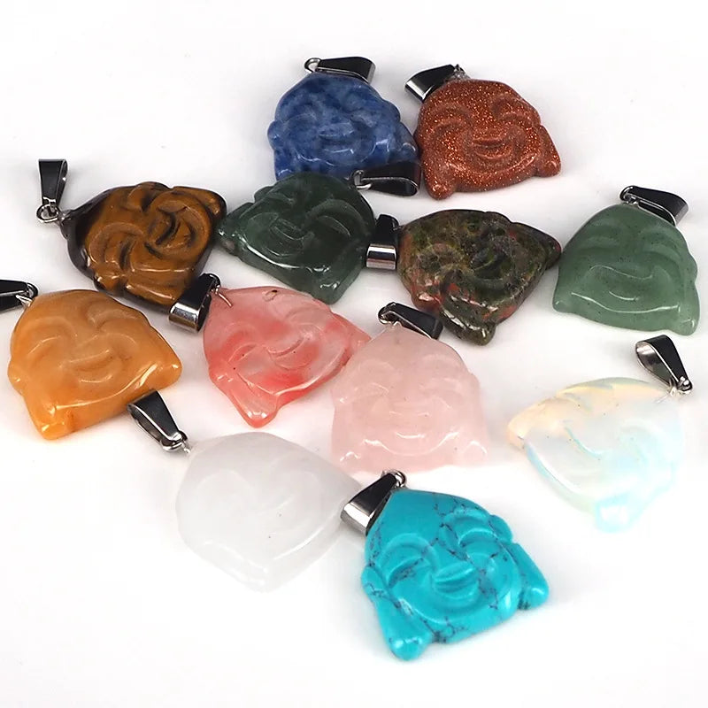 Huiying Wholesale Natural gemstone chakra buddha pendants Set Natural Healing Stone Crystal Pendant jewelry