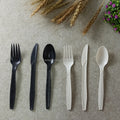 Heavy Duty Biodegradable Cornstarch Plastic Disposable Cutlery Set Individual Wrapped Forks Spoons Knives
