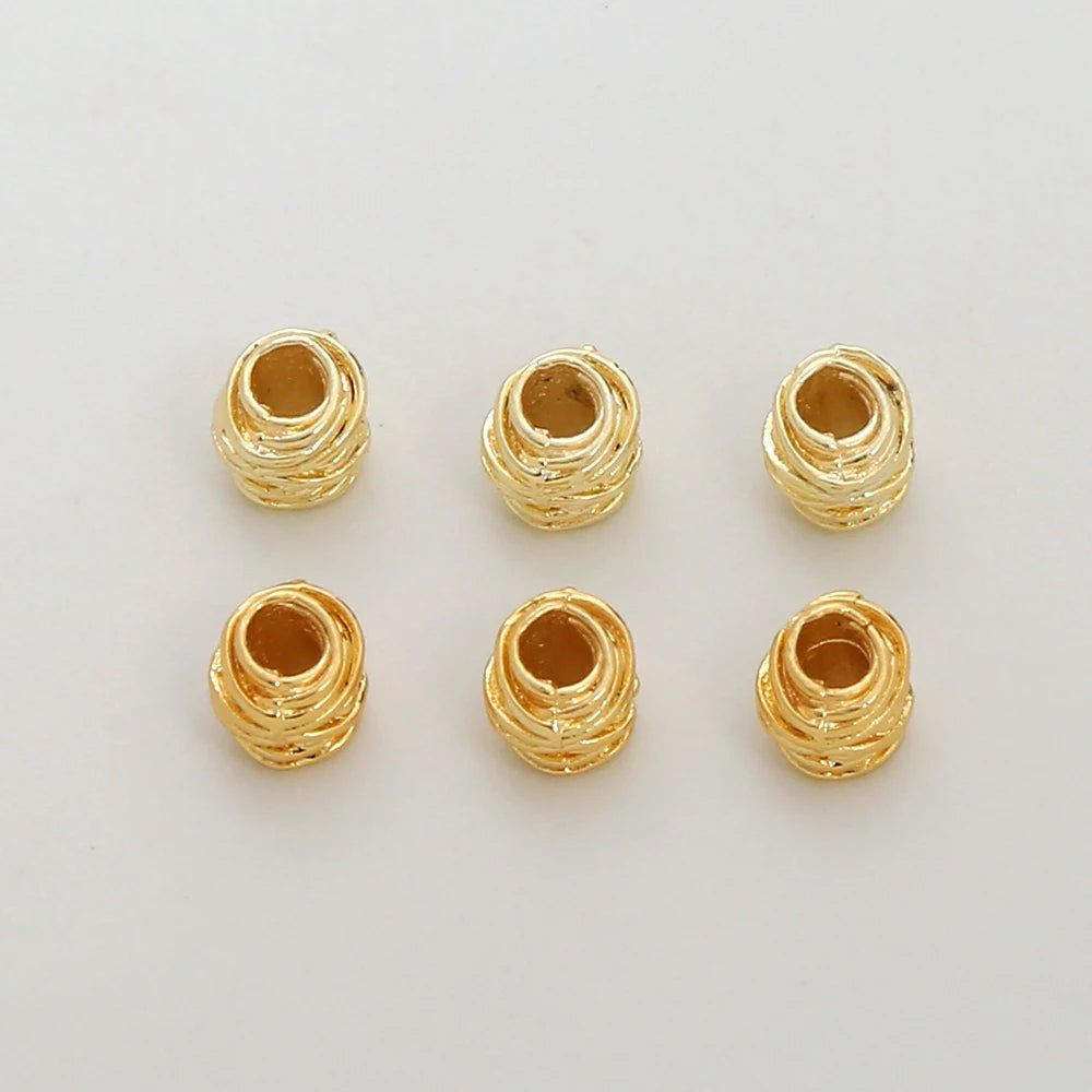 14K Gold Plated Alloy Ball Loose Beads Three-dimensional Pattern Spacer Beads Jewelry DIY Accessories Beads