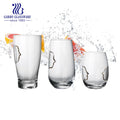 New Design Clear Glass Cup Gold Rim Creative Stemless Glasses 610 ml Face Shaped Drinking Glass for Whisky Beer