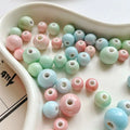 Simple 12mm Geometric Round Loose Beaded Charm Ceramic Clay Porcelain Beaded for DIY Bracelet Jewelry Accessories