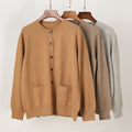 Inner Mongolia Manufacturer   100% Cashmere  Women Sweater Cardigan Crew Neck Knit Jumper High Quality Kkks
