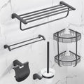Luxury Gun Grey Stainless Steel Over Eight-Piece Set Eco-Friendly Towel Rack Wall-Mounted Bathroom Accessories Boxed for Hotels
