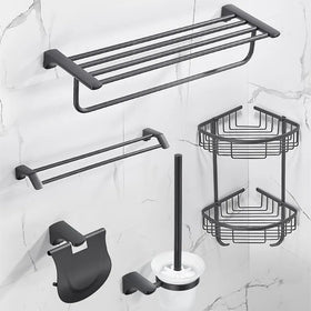 Luxury Gun Grey Stainless Steel Over Eight-Piece Set Eco-Friendly Towel Rack Wall-Mounted Bathroom Accessories Boxed for Hotels