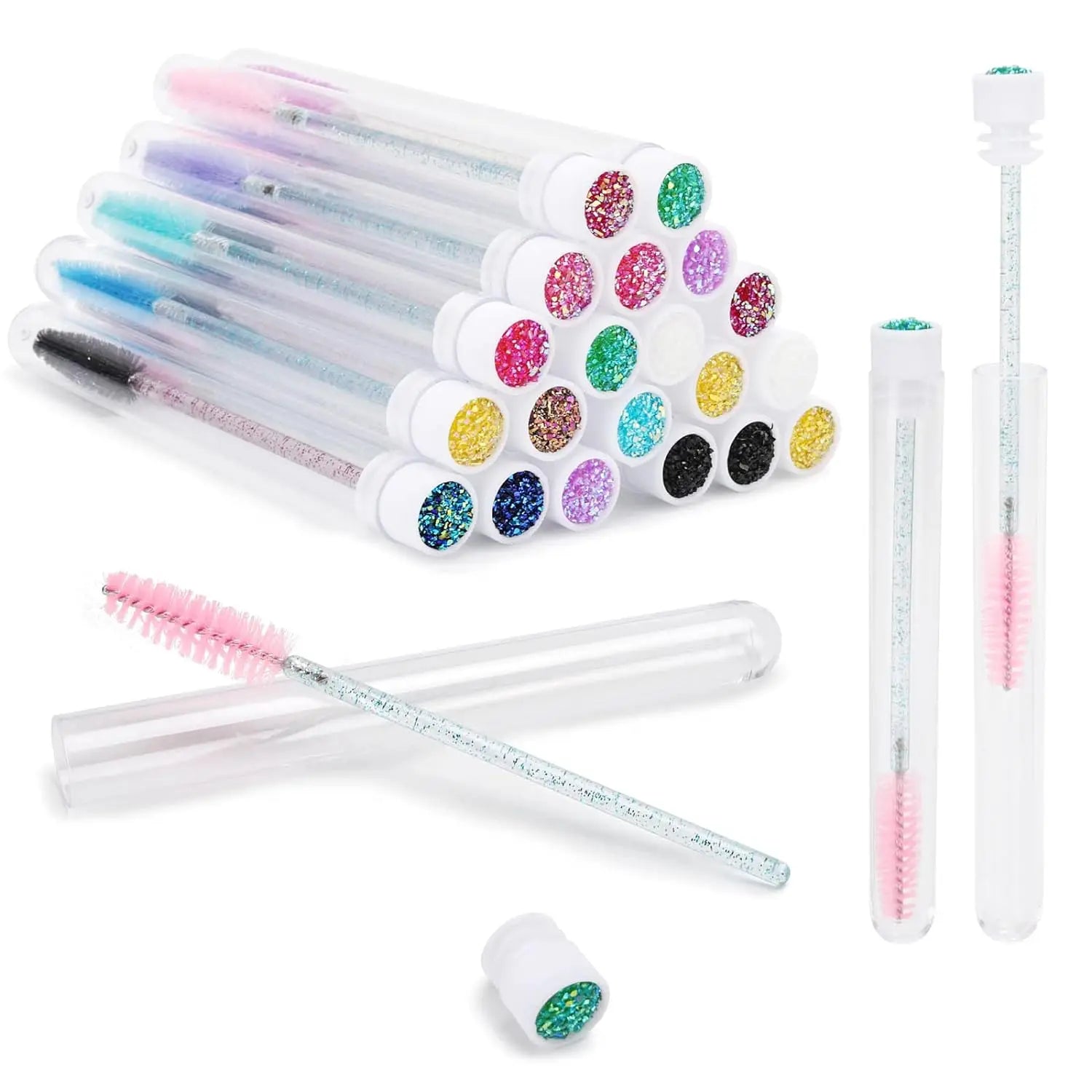 Eyelash Brush Tubes With Crystal Lash Mascara Wands Eyebrow Comb Spoolies Container Lash Brush Applicators Makeup Tools