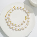 Maiou Designer Classic Elegant Freshwater Pearl Gold Beaded Choker Necklace for Women Handmade Jewelry Wedding Engagement