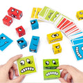 Hot Selling 3D Puzzles Face Changing Cube Building Wooden Blocks Preschool Cognition Toys with Expressions Matching