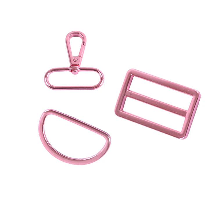Factory Price Pink Metal Adjustable Slider Buckle D Ring Buckle Handbag Swivel Snap Hook Set for Sale