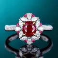 SGARIT Natural Gemstone GRC Certified 18K White Gold 1.46CT Unheated Ruby Ring Pigeon Blood Red Ruby Diamond Ring