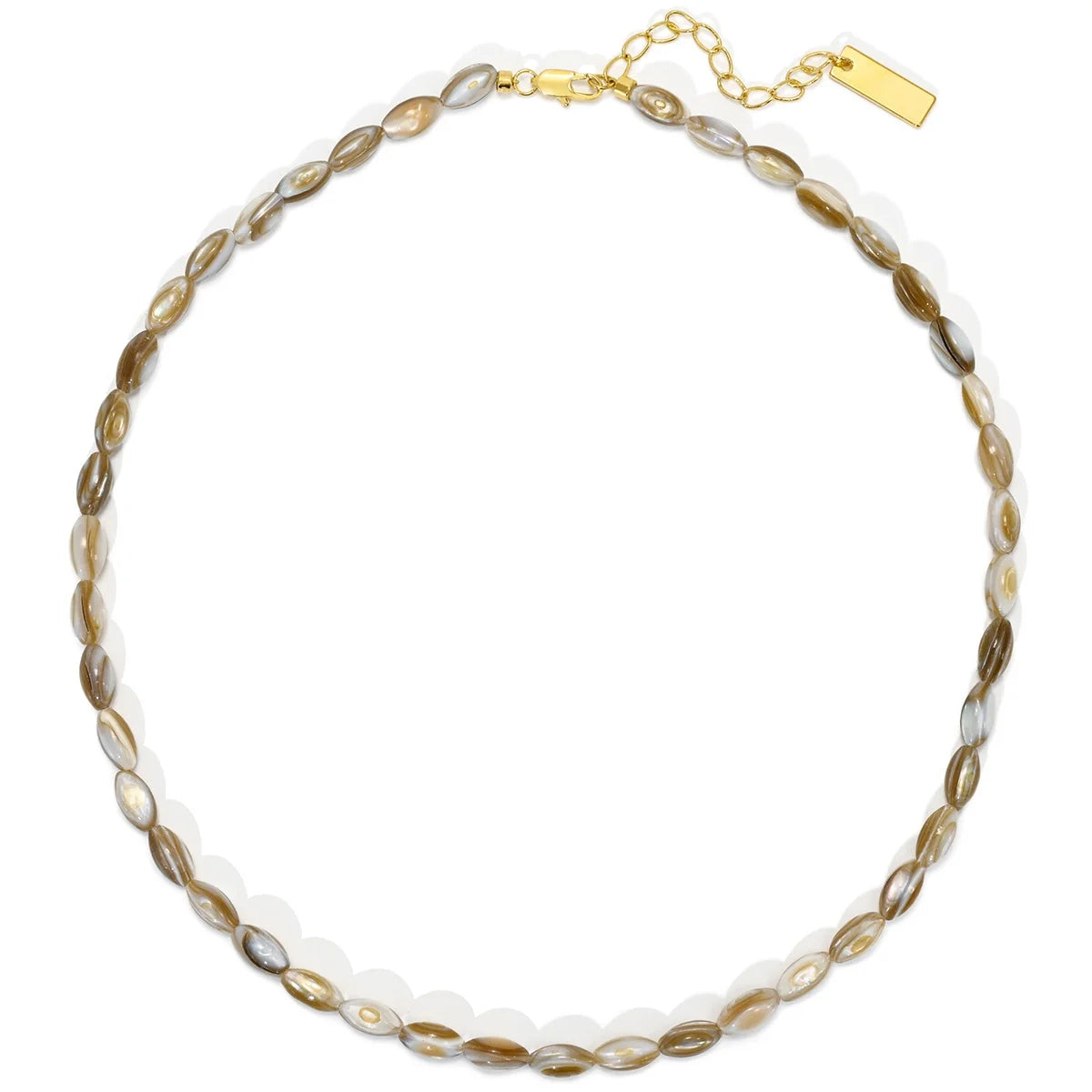New Light Luxury Brass Gold Natural Mother-Of-Pearl Oval Beaded Necklaces Collarbone Chain Jewelry Factory Wholesale