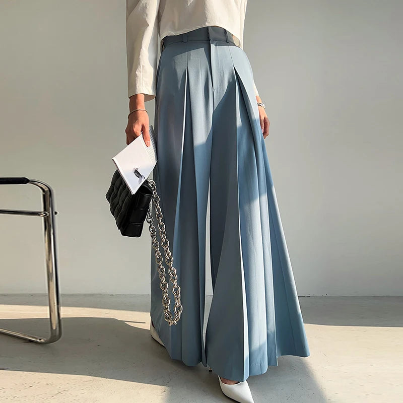 Wholesale 2026 Summer Minimalist High Waist Versatile Pleated Drop Feel Straight Tube Wide Leg Casual Women's Pants