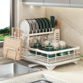Durable RTA 2-Tier Dish Drying Rack with Drainboard Anti-Rust Carbon Steel Kitchen Storage Organizer for Global Distributors